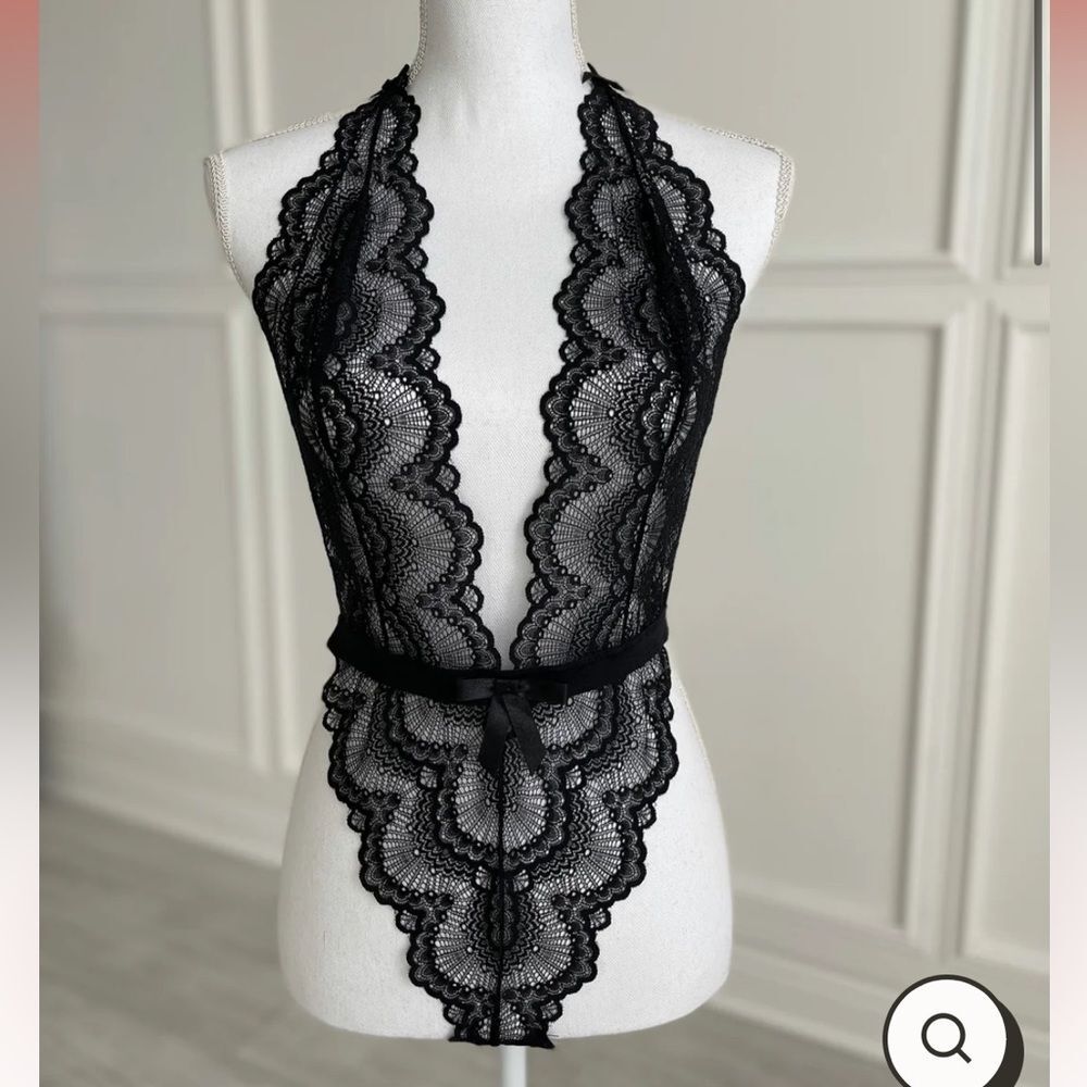 Ladies Oh La La Cheri Black Lace Open Back Teddy Size‎ 1X/2X